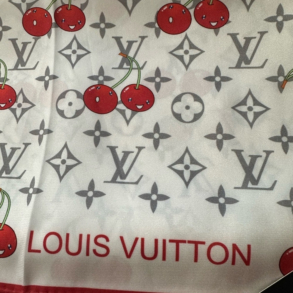 Louis Vuitton Red and White Cherry Scarf - Picture 10 of 11